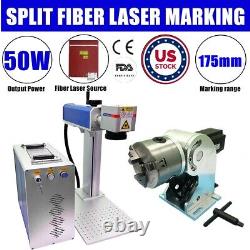 US Stock 50W Split Fiber Laser Marking Machine JPT Laser and D100 Rotation Axis