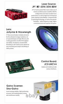 US Stock 60W JPT M7 MOPA Fiber Laser Engraver Laser Marking Machine D80 Rotary