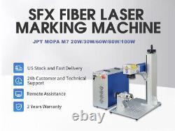 US Stock 60W JPT MOPA Fiber Laser Marking Machine Engraver175mm Lens D80 Rotary