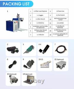 US Stock 60W JPT MOPA Fiber Laser Marking Machine Engraver175mm Lens D80 Rotary