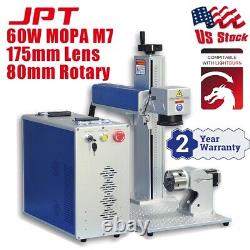 US Stock 60W MOPA JPT M7 Fiber Laser Marking Machine Laser Engraver with Rotary