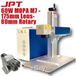US Stock 60W MOPA JPT M7 Fiber Laser Marking Machine Laser Marker 80mm Rotary