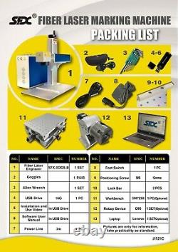 US Stock JPT 30W Fiber Laser Engraver Laser Marking Machine with 80mm Rotary
