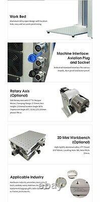US Stock JPT 50Watt Fiber Laser Engraver Laser Marking Machine with 80mm Rotary
