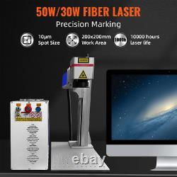 VEVOR 30W Fiber Laser Marking Machines Metal Engraver 6X6 LightBurn Rotary Axis